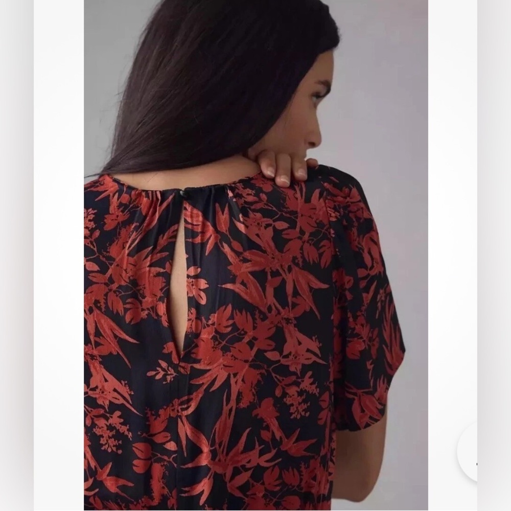Anthropologie The Somerset Floral Jumpsuit Satin Red Small Wedding Festival Chic - Picture 5 of 15